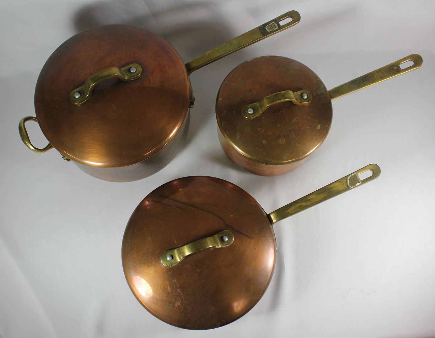 Vintage 6 Pc. CASTLE COPPER COOKWARE Ireland Pots Skillet Lids Brass